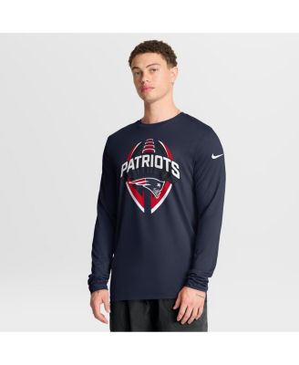Мужская футболка Nike Navy New England Patriots Prime Time Legend Icon Performance с длинным рукавом