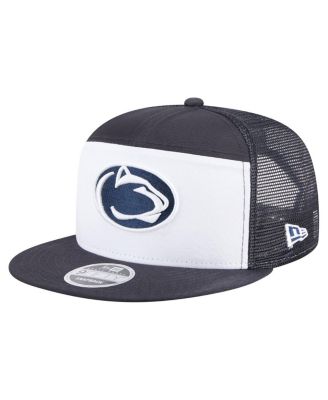 Мужская темно-синяя / белая кепка дальнобойщика New Era Penn State Nittany Lions с открытой спиной и широкими вставками длиной 9 футов.