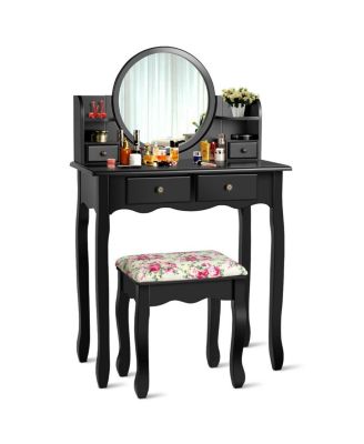 Volenca, 2 шт. Деревянный туалетный столик с круглым зеркалом на 360 градусов, черный