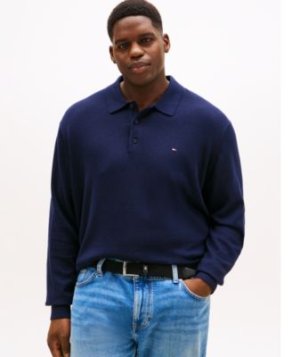 Мужской свитер поло из хлопка и кашемира Pima с длинными рукавами от Tommy Hilfiger для больших и высоких мужчин