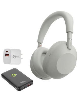 Беспроводные наушники-вкладыши Sony WH-1000XM6 с закрытой задней панелью и функцией шумоподавления, серебристый Platinum + P-Bank + Подставка + Настенное зарядное устройство серебристого цвета