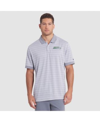 Мужская футболка-поло Nike Wolf Gray из коллекции Seattle Seahawks 2025 Rivalries коллекции Sideline Victory в полоску Dri-FIT от Nike.