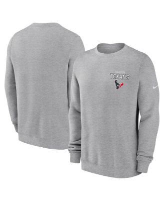 Флисовый пуловер-толстовка Nike Men's Heather Gray Houston Texans Prime Time Club