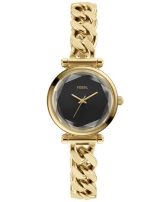 Женские часы Carlie Fossil с тремя стрелками золотистого цвета из нержавеющей стали, 28-миллиметровое золото