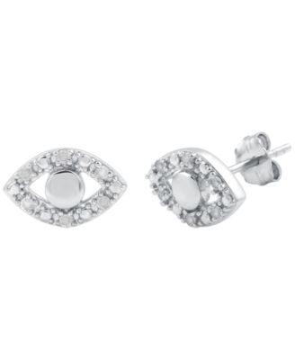 Серьги Macy's Diamond Evil Eye с бриллиантами (1/10 карата) из чистого серебра