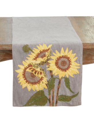 Настольная дорожка Saro Lifestyle с вышивкой подсолнуха, 16