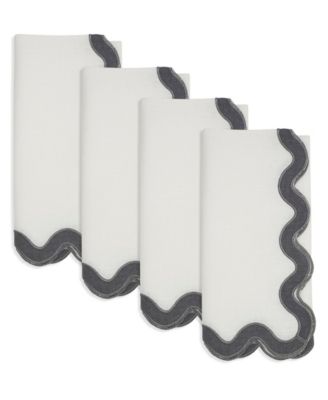 Льняная салфетка с гребешком мягкого оттенка Saro Lifestyle, набор из 4 салфеток