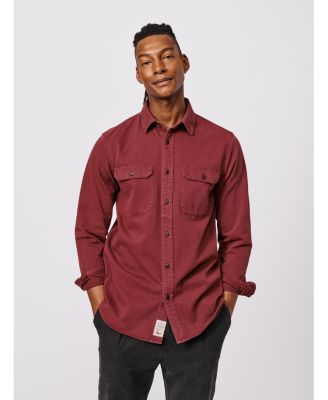 Мужская рубашка Aubin из хлопчатобумажной саржи с длинными рукавами и двойными накладными карманами на пуговицах