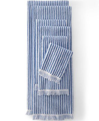 Набор банных полотенец в полоску из 6 частей, окрашенных хлопчатобумажной пряжей Lands' End в полоску