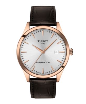 Мужские часы-браслет из коричневой кожи Tissot, 40 мм