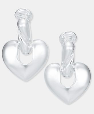 Серьги-капли Anne Klein с застежкой в виде веревки и сердечка из серебра
