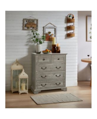 Фермерский комод Streamdale Furniture с 5 выдвижными ящиками, белый в деревенском стиле