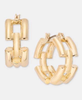 На 34-м звене золотой цепочки Маленькие серьги-кольца Huggie, 1 дюйм, Macy's Exclusive gold