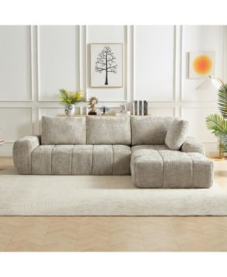 Секционный диван Streamdale Furniture из синели L-образной формы, удобный диван-кровать, без сборки