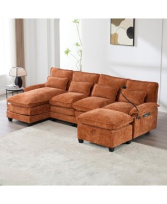 Streamdale Furniture 106" U-образный секционный диван Cloud Couch, синель, Пуфик и подушки
