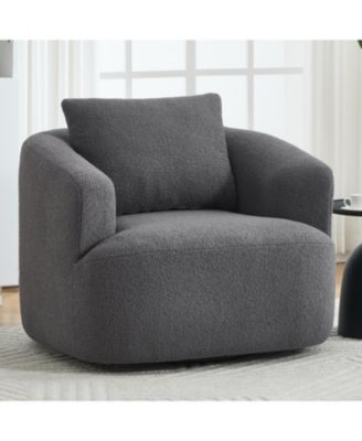 Удобное вращающееся плюшевое флисовое кресло Streamdale Furniture с подушкой - Темно-серый
