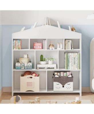 детская книжная полка gaomon 9-Cubby, Органайзер для игрушек, Белый деревянный книжный шкаф, Детская, Игровая комната, Детская комната для детей