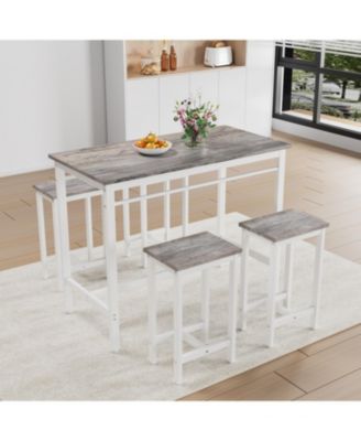 Кухонный барный стол Streamdale Furniture из 5 предметов из белого дуба с 4 табуретами