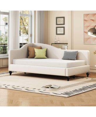 Двухспальная льняная кушетка Streamdale Furniture L-образной формы с ножками из цельного дерева.