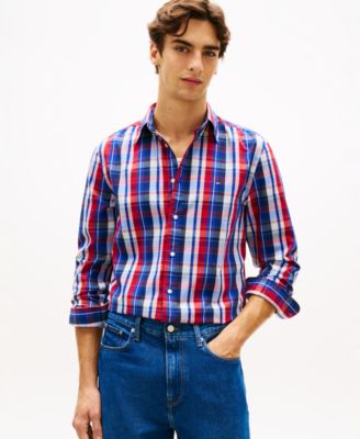 Мужская рубашка в клетку из обычного гибкого поплина Tommy Hilfiger