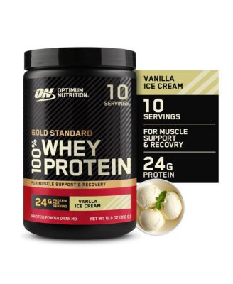 Optimum Nutrition, 100% сухой сывороточный протеин золотого стандарта, ванильное мороженое, 10,9 унции, 10 порций без цвета