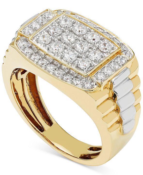 Macy s Men s Diamond Cluster Two Tone Ring 1 ct t w in Macy s Men s Diamond Cluster Two Tone Ring 1 ct t w in