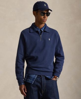 Мужская толстовка Polo Ralph Lauren с петлевой застежкой на четверть молнии синего цвета
