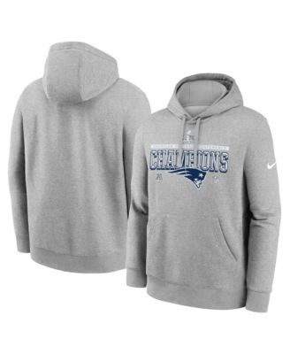 Мужская толстовка Nike Heather Gray New England Patriots 2025 из коллекции трофеев чемпионов АФК в раздевалке Nike