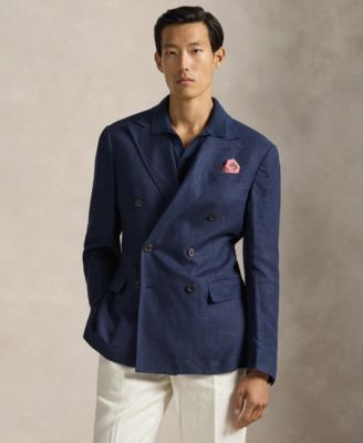 Мужская куртка Polo Ralph Lauren в клетку Glen современного кроя синего цвета