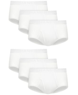 Мужские хлопчатобумажные трусы Hanes Ultimate, 6 упаковок белого цвета