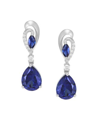 Серьги Macy's с выращенными сапфирами, серебро 925