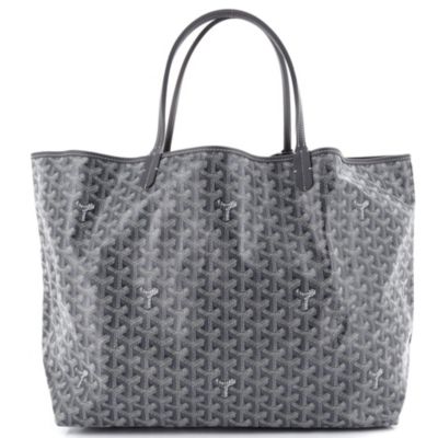 Подержанная сумка Goyard GM Saint Louis Tote из серого холста с покрытием, бывшая в употреблении