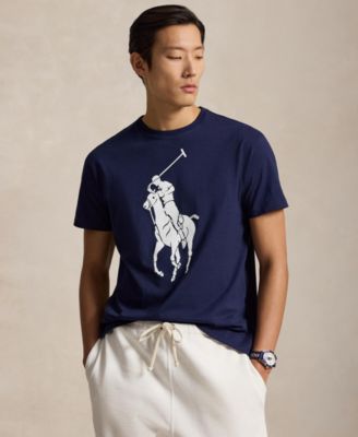 Мужская футболка Polo Ralph Lauren с коротким рукавом и рисунком синего цвета