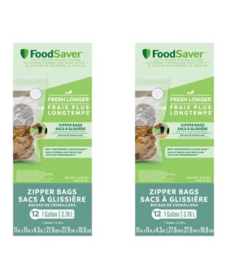 Вакуумные пакеты на молнии FoodSaver, 1 галлон, 12 упаковок, Упаковка из 2 штук