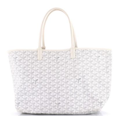 Подержанная сумка Goyard PM Saint Louis Tote из белого холста с покрытием