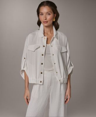 Женский жакет-рубашка с воротником-бутоном спереди от Donna Karan New York, белый