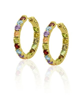 Серьги Macy's Inside-Out Hoop из серебра, многоцветные