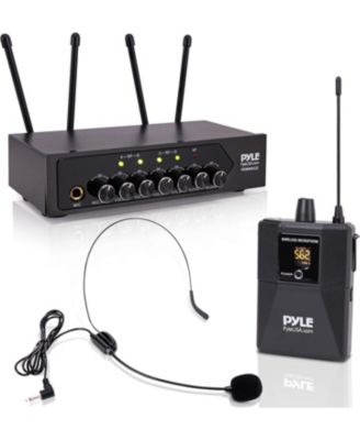 Беспроводная микрофонная система Pyle UHF с Bluetooth - (4) ремнями и (4) микрофонами для гарнитуры PDWM4122 без цвета