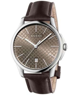 gucci mens watch leather strap