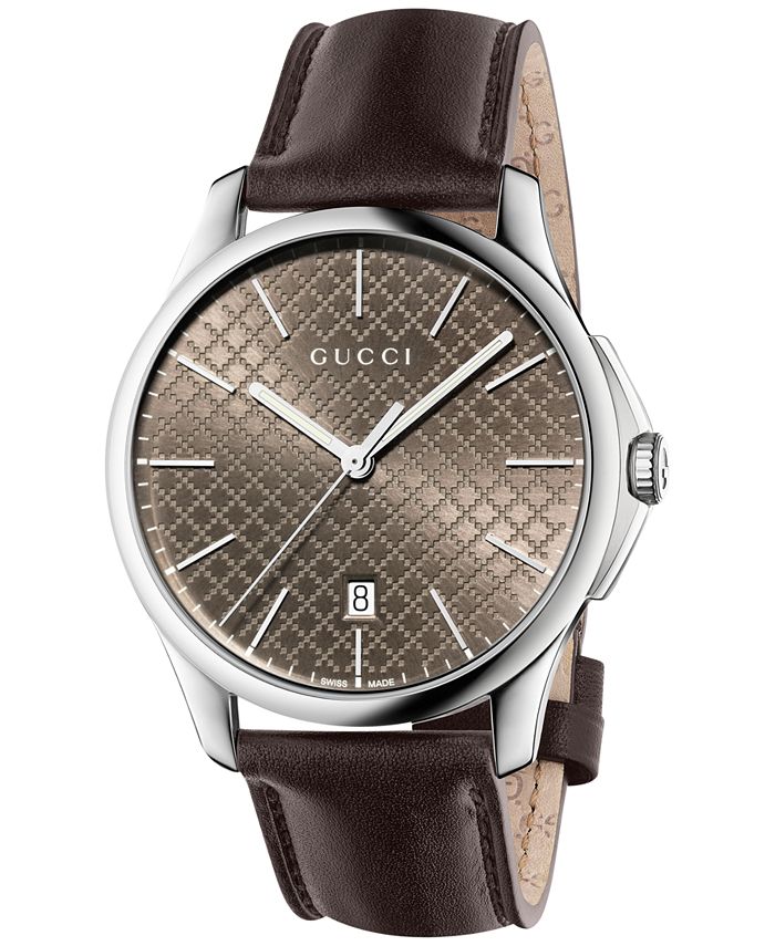 gucci watch men's leather strap