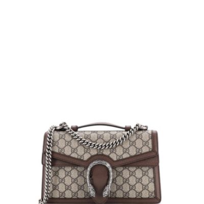 Бывшая в употреблении маленькая сумка Gucci Dionysus с верхней ручкой и цепочкой, коричневая из холста с покрытием GG