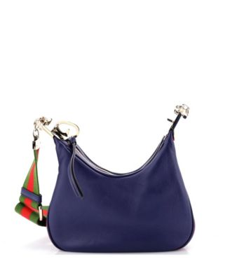 Маленькая сумка-атташе Gucci через плечо, бывшая в употреблении, синяя, из кожи