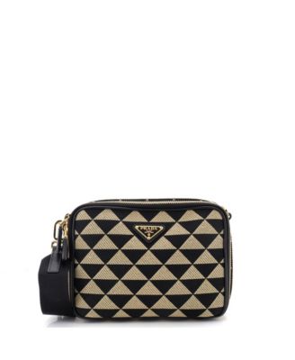 Бывшая в употреблении сумка Prada Symbole на молнии через плечо из жаккарда черного цвета