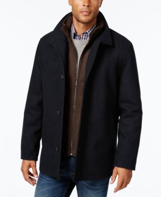 London Fog Big & Tall Wool Blend Stand-Collar Bib Car Coat & Reviews ...