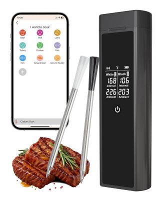 Беспроводной термометр для мяса с двойным зондом XO, Bluetooth 5.3, светодиодный дисплей, USB-C для духовки-гриль-коптильни, без цвета