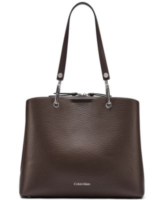 Большая сумка-тоут Calvin Klein Garnet с тремя отделениями коричневого цвета