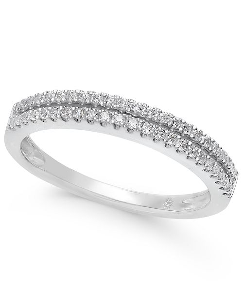 Macy S Diamond Double Row Band In 1 4 Ct T W In 14k Gold White Gold Or Rose Gold Reviews Rings Jewelry Watches Macy S
