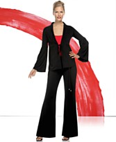 O Oscar Matte Jersey Belted Wide-Leg Palazzo Pant & Tie-Waist Lantern-Sleeve Top