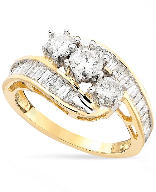 Macy S Diamond Bypass Ring In 14k White Yellow Or Rose Gold 1 1 2 Ct T W Reviews Rings Jewelry Watches Macy S