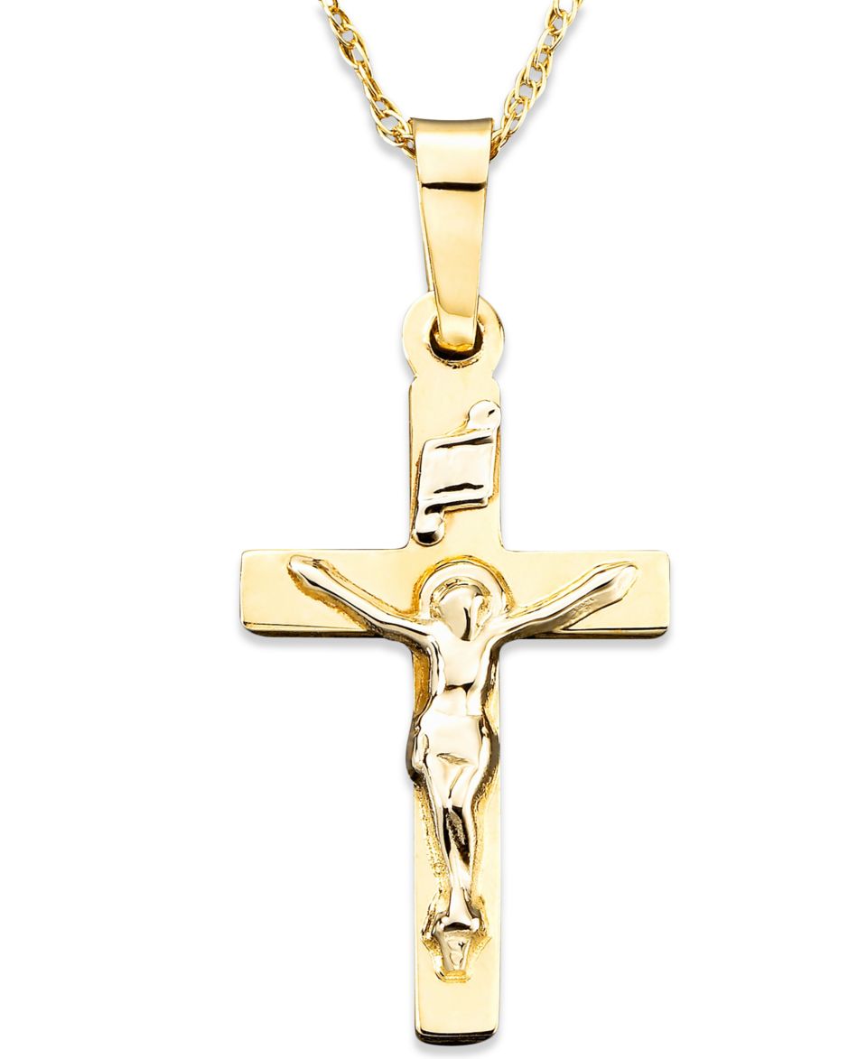 14k Gold Charm, Reversible Crucifix Cross Charm   Jewelry & Watches